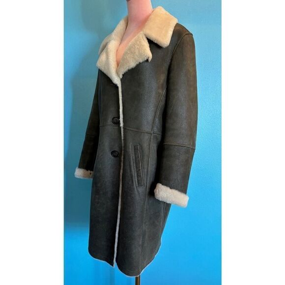 Made in Turkey Peruvian Connection Mid-Length 100% Shearling Coat Jacket Brown L - Picture 8 of 15